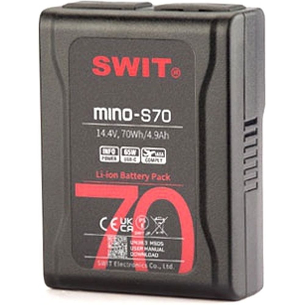 Batterie de poche SWIT Mino-S70 USB-C 70 Wh, compatible USB-A/USB-C/D-tap, fixation en V