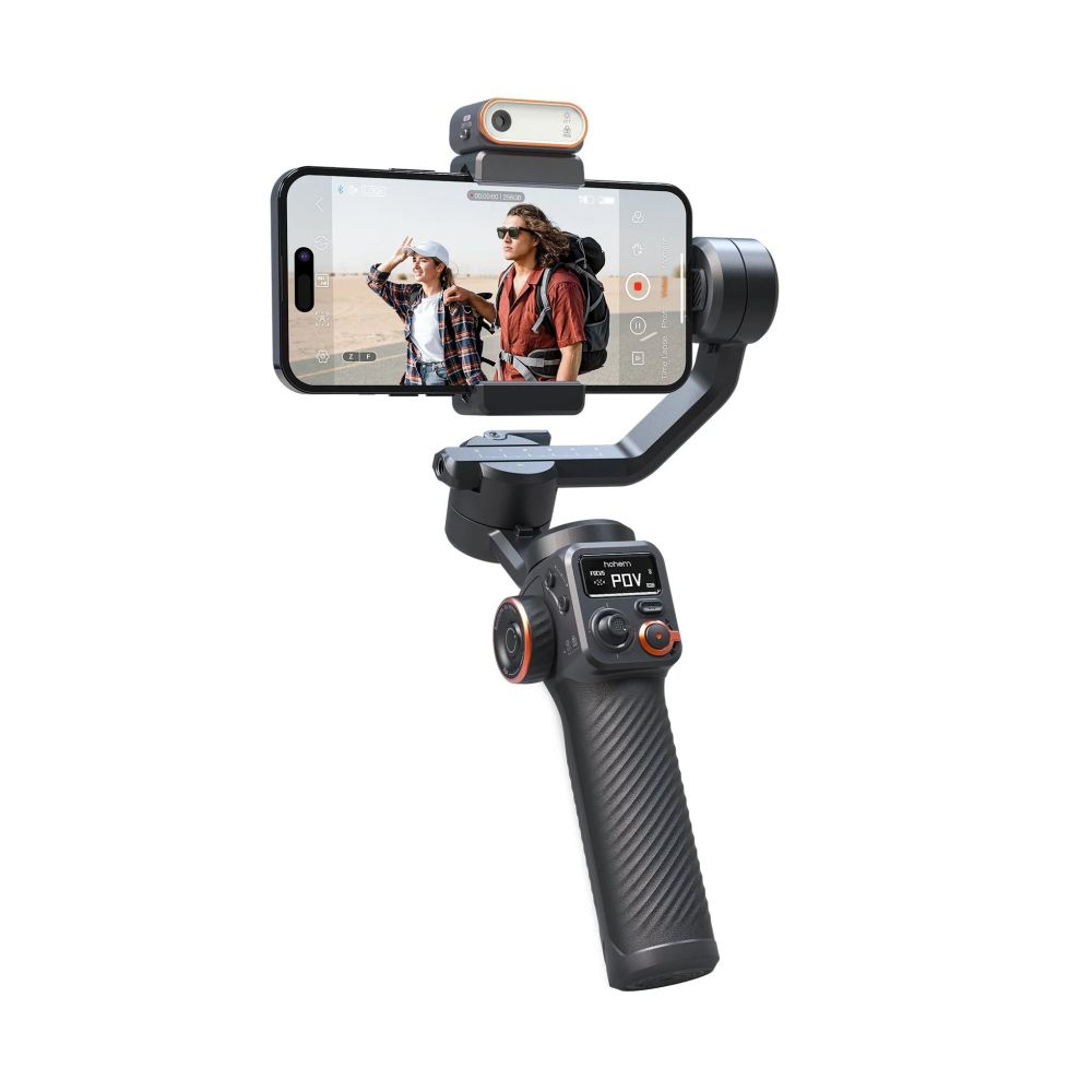 Nacelle pour smartphone Hohem Pro 3 axes avec lumière magnétique avec fonction de suivi AI