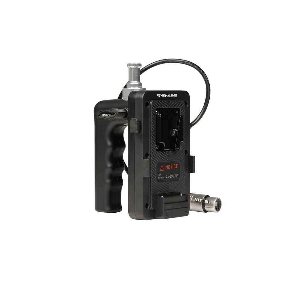 Poignée de batterie Nanlite V-Mount avec connecteur XLR à 4 broches
