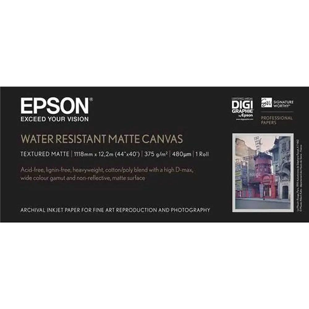 EPSON Toile mate résistante à l'eau jet d'encre 375 g/m2 1118 mm x 12,2 m 1 rouleau 1 paquet