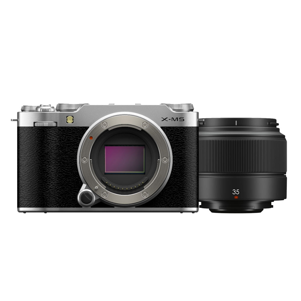Fujifilm X-M5 body argenté + Fujifilm XC 35mm F/2.0