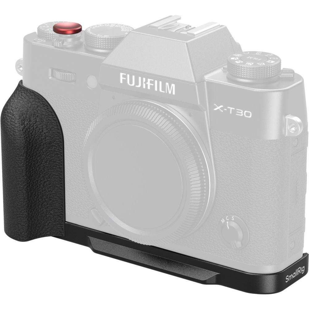 Plaque de montage en L SmallRig 5663 avec poignée en silicone pour FUJIFILM X-T30 / X-T30 II / X-T30 III, noire