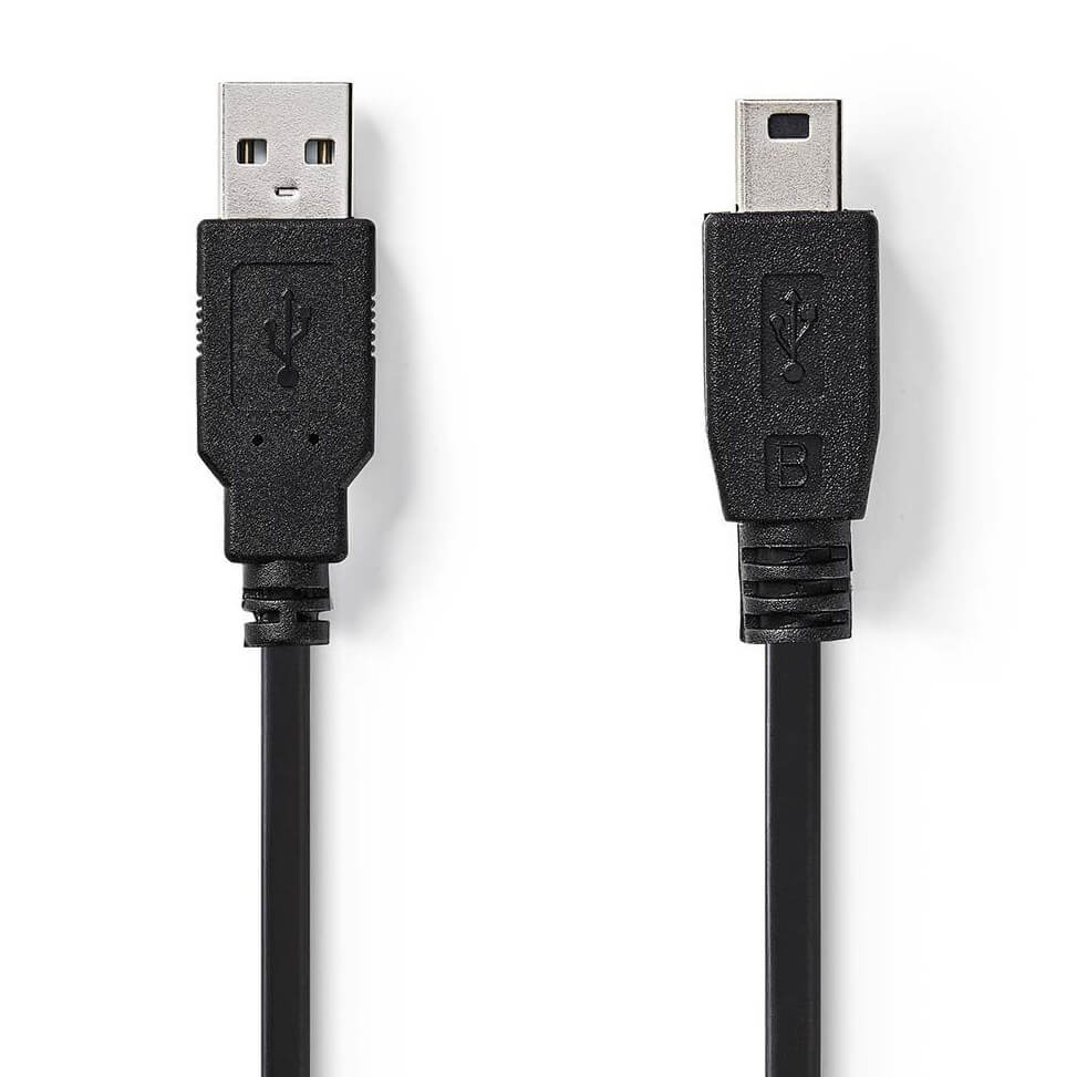 Câble USB 2.0 Nedis USB-A Mâle - USB Mini-B 5 broches mâle 2 m Noir