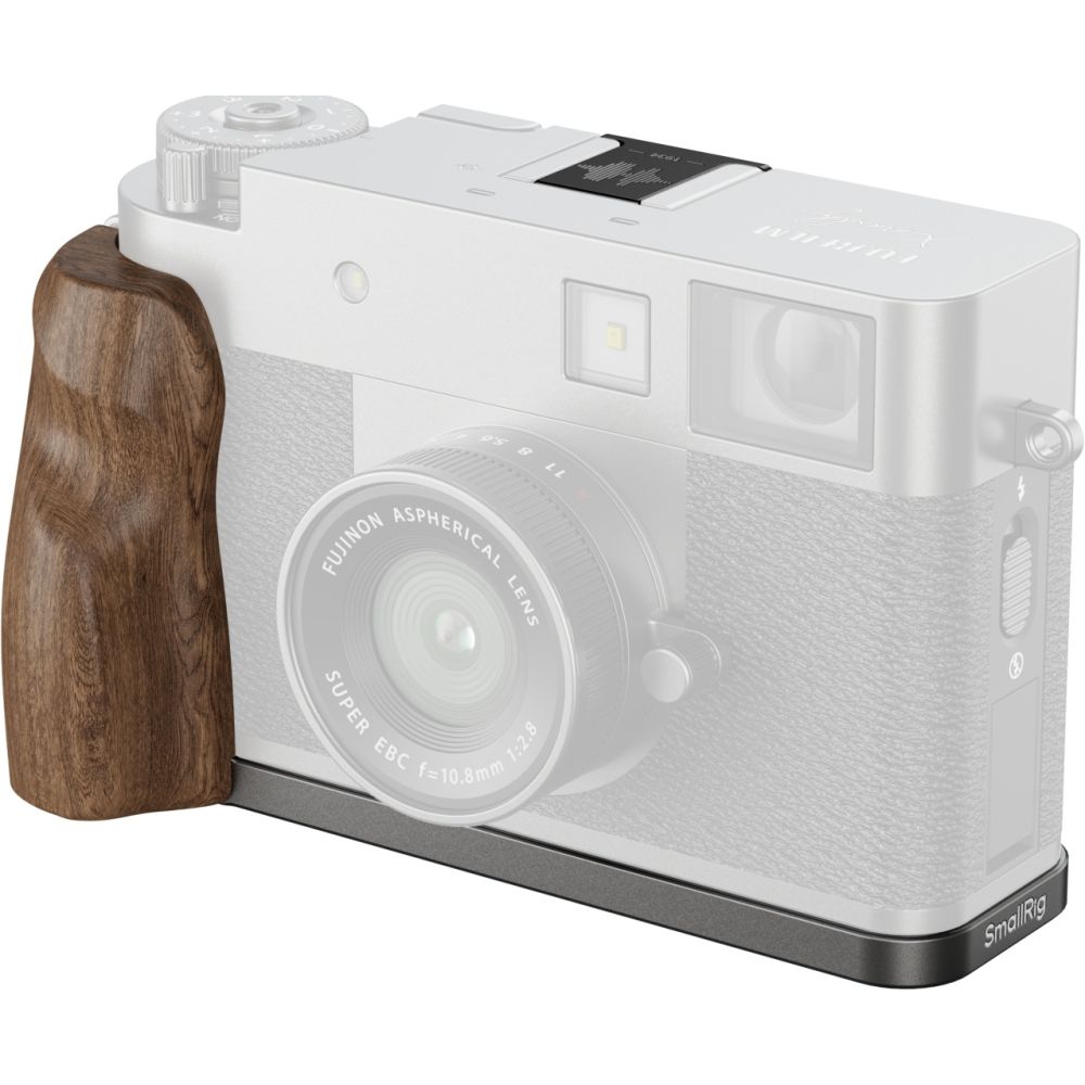 SmallRig 5394 Plaque de montage en L avec poignée en bois pour FUJIFILM X half, argent anthracite