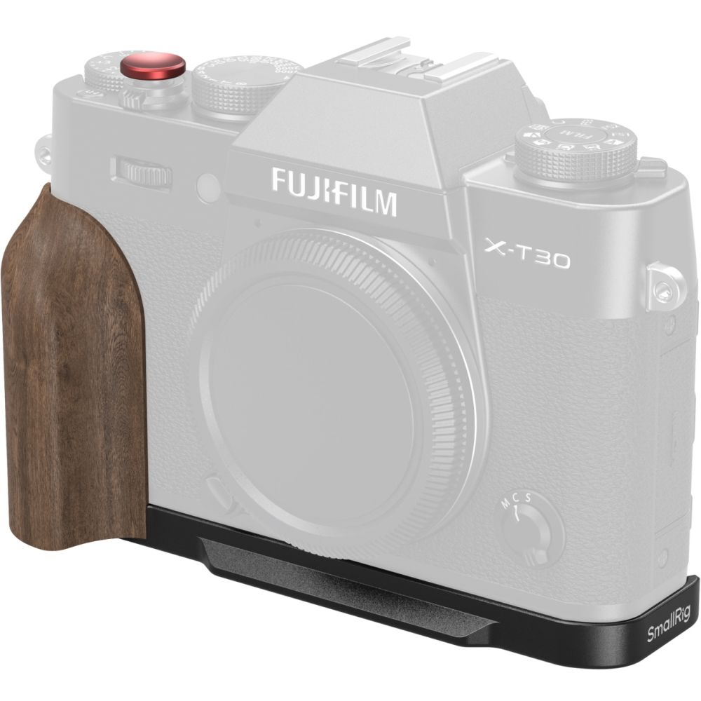 Plaque de montage en L SmallRig 5666 avec poignée en bois pour FUJIFILM X-T30 / X-T30 II / X-T30 III, noire