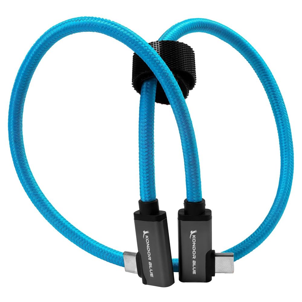 Kondor Blue USB C naar USB C kabel voor SSD opname & laden - 8K (2x haaks) (20")