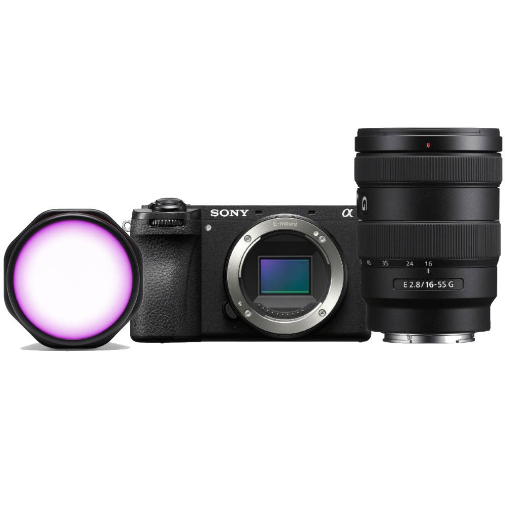 Sony A6700 + 16-55mm F/2.8 + Joby Beamo Reel Color RGB Video LED-lamp