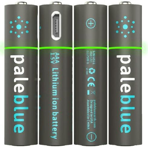 Pale Blue 4x AAA Lithium oplaadbare batterij - Kamera Express