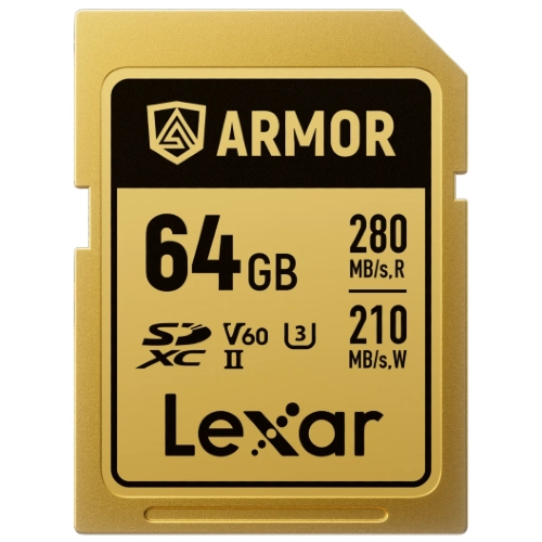 Lexar Pro Gold Armor 64GB SDXC UHS-II V60 - R280/W210 MB/s - IP68