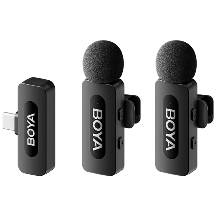 Boya BY-V20 V2.0 Draadloze Lavalier Microfoon voor USB-C – 2 x TX en 1 x RX